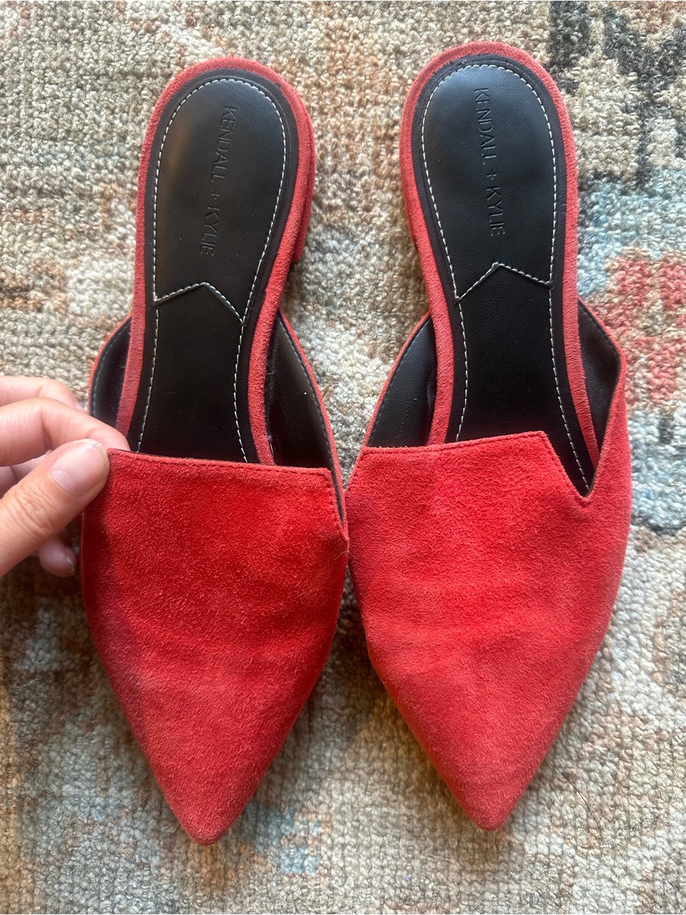 Kendall + Kylie Red Suede Pointed Toe Slide Flats EU 39 US 8 8.5